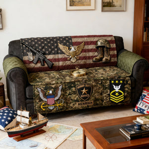 Proud Veteran Service Sofa Cover - Personalized Gift For Veteran 05KILU040226
