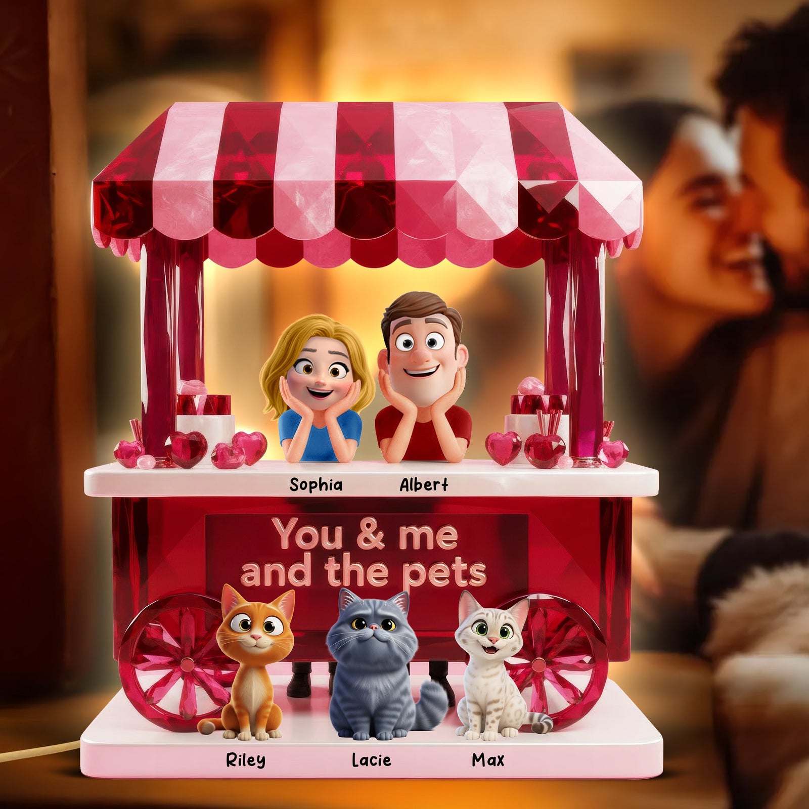 Couple’s Sweet Little Pet Gang Light Box - Personalized Gifts For Couples 02TOQN031225
