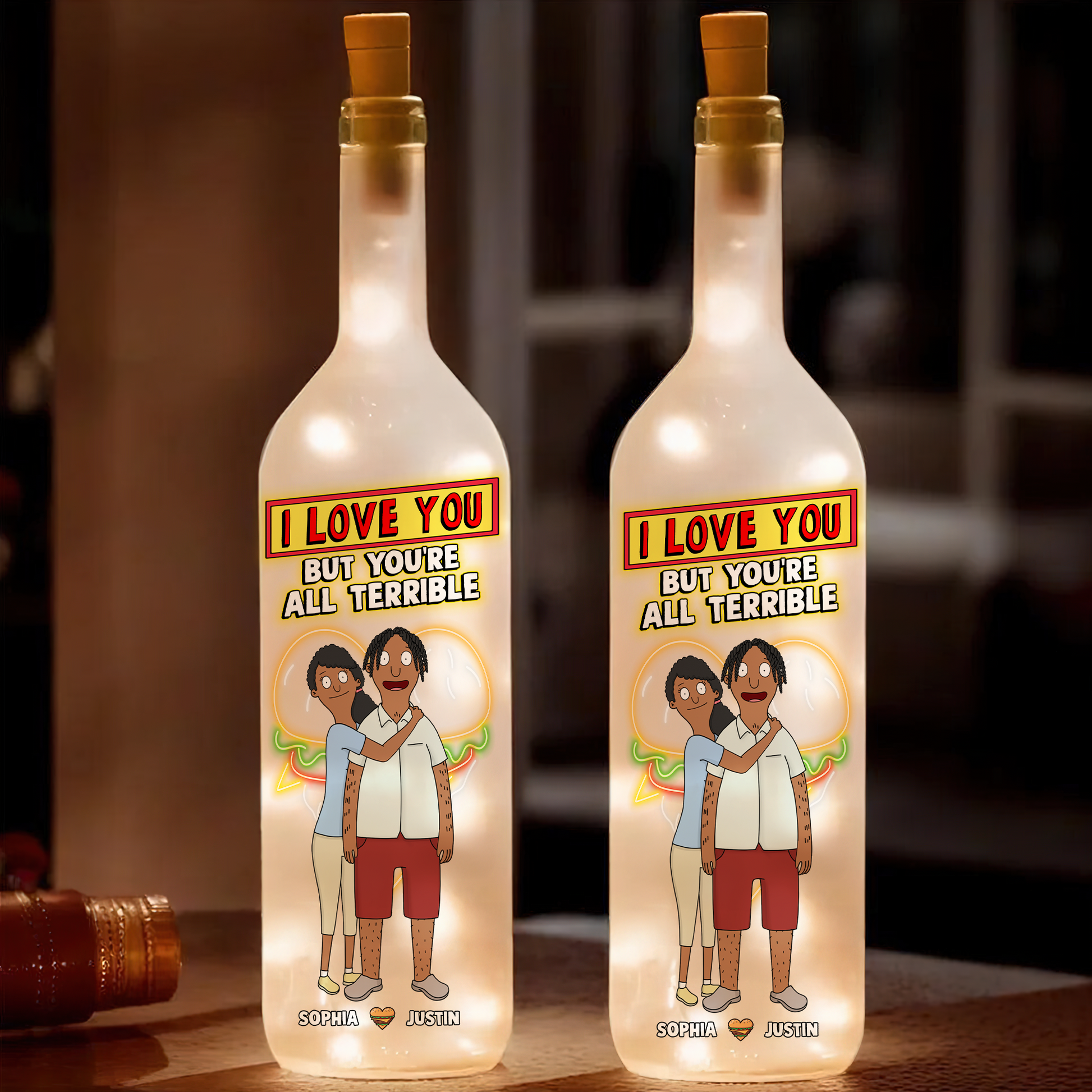 Personalized Gifts For Couple Bottle Lamp I Love You 03ohpu130225hg-Homacus