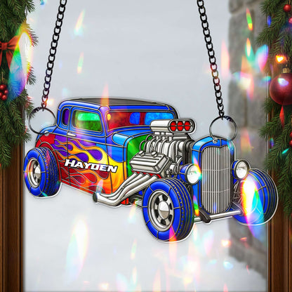 Vibrant Muscle Car Suncatcher  - Personalized Christmas Gifts For Hot Rod Lovers 05OHLU060825