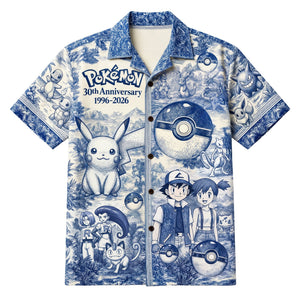 Lovely Characters Celebrate 30th Anniversary Toile De Jouy Hawaiian Shirt - Personalized Gifts 01huqn180626