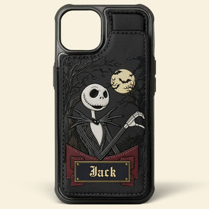 Moonlit Couple Leather Phone Case Personalized Gifts For Couple 02NADT190825