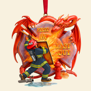 Firefighting With Dragon Acrylic Ornament - Personalized Gifts For Firefighter 04QHTN101125