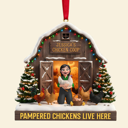Personalized Gifts For Farmers Christmas Chicken Coop Ornament 04natn190925