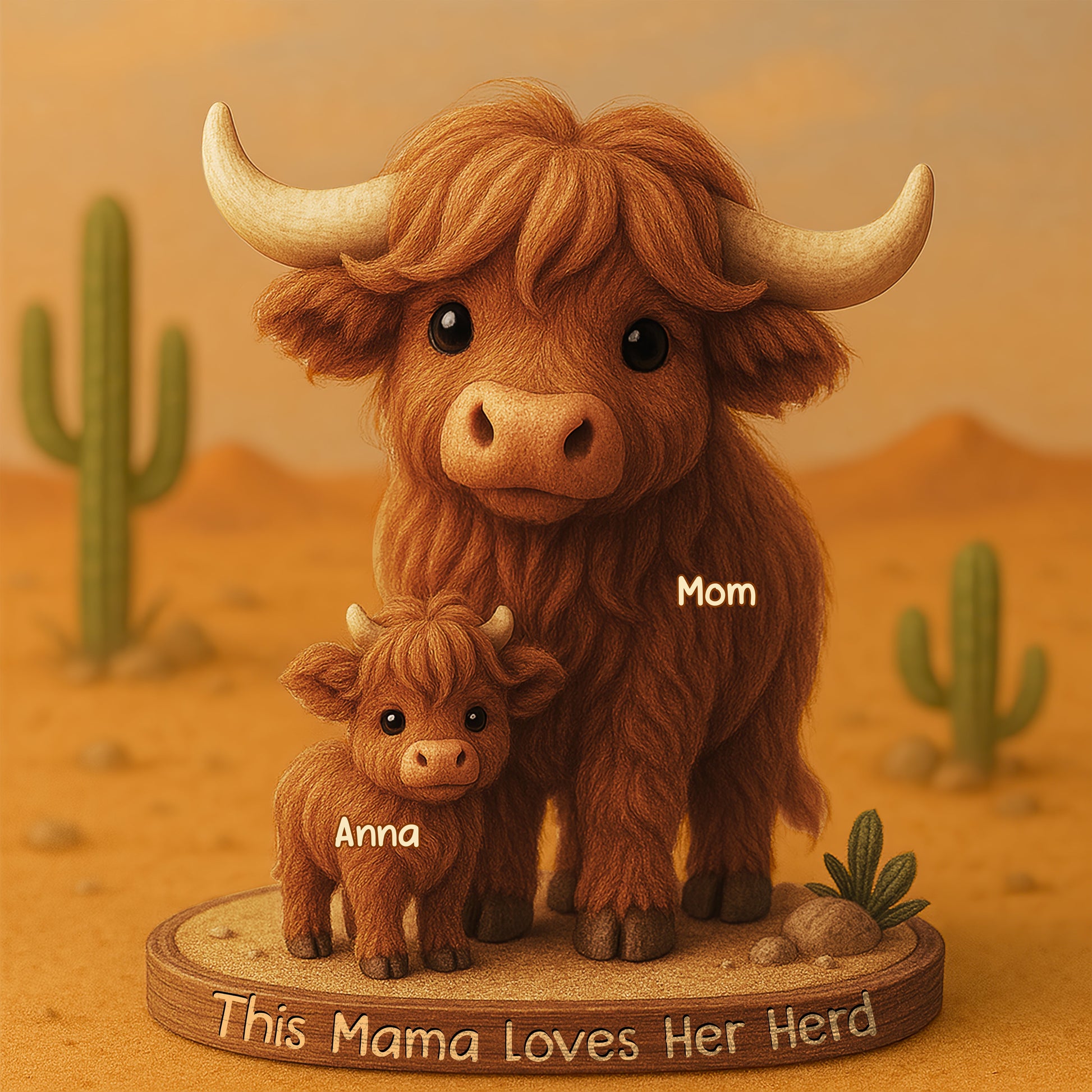 Personalized Gifts For Mom Plaque Highland Cow Mama 03XQDT150425-Homacus