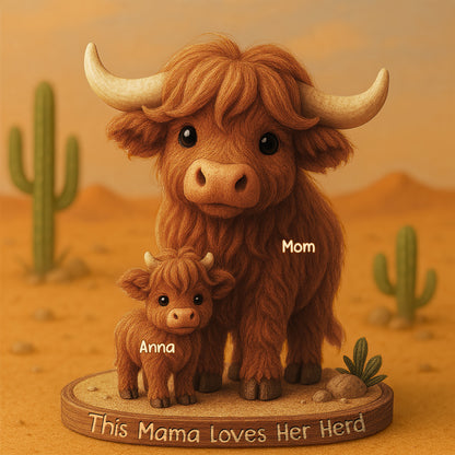 Personalized Gifts For Mom Plaque Highland Cow Mama 03XQDT150425-Homacus