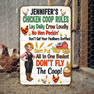 Chicken Coop Rules Metal Sign – Personalized Gifts For Farm Girls 02naqn241125