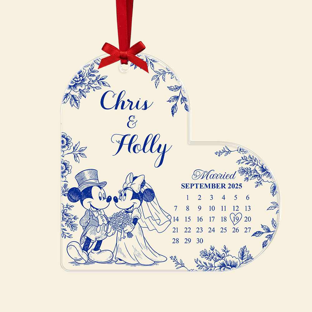 Personalized Gifts For Christmas, Couple Wedding Toile de Jouy Custom Shape Acrylic Ornament 02pgta081025