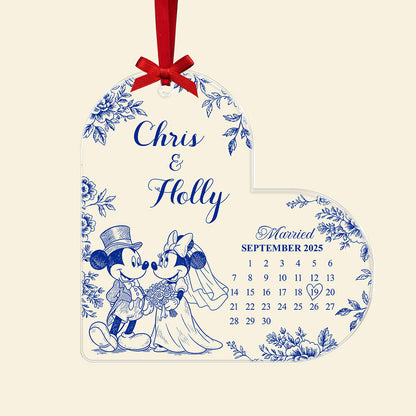 Personalized Gifts For Christmas, Couple Wedding Toile de Jouy Custom Shape Acrylic Ornament 02pgta081025