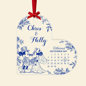 Personalized Gifts For Christmas, Couple Wedding Toile de Jouy Custom Shape Acrylic Ornament 02pgta081025