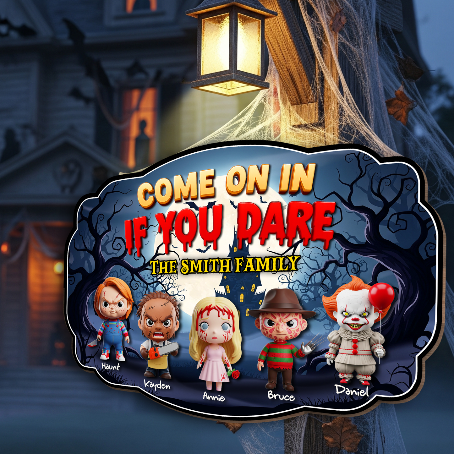 Haunted Family Wood Sign - Personalized Gifts For Family 01PGLU130825