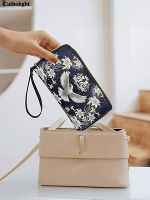 Catholight  The Holy Spirit and Lily Devotional - Leather Wallet Purse