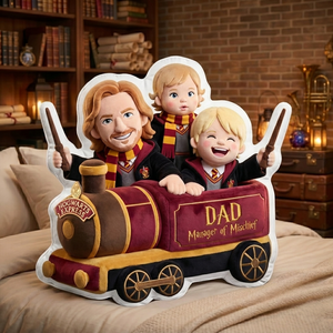 Fantasy Locomotive Trip With Dad Shaped Pillow - Personalized Gifts For Dads 04QHLU140526