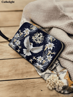 Catholight  The Holy Spirit and Lily Devotional - Leather Wallet Purse