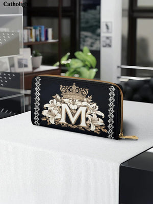 Catholight  The Divine Monogram Leather Wallet Purse