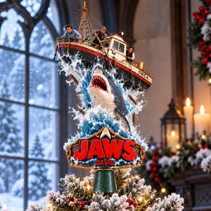 Shark Attack Christmas Tree Topper - Personalized Gifts For Movie Lovers 02naqn170926