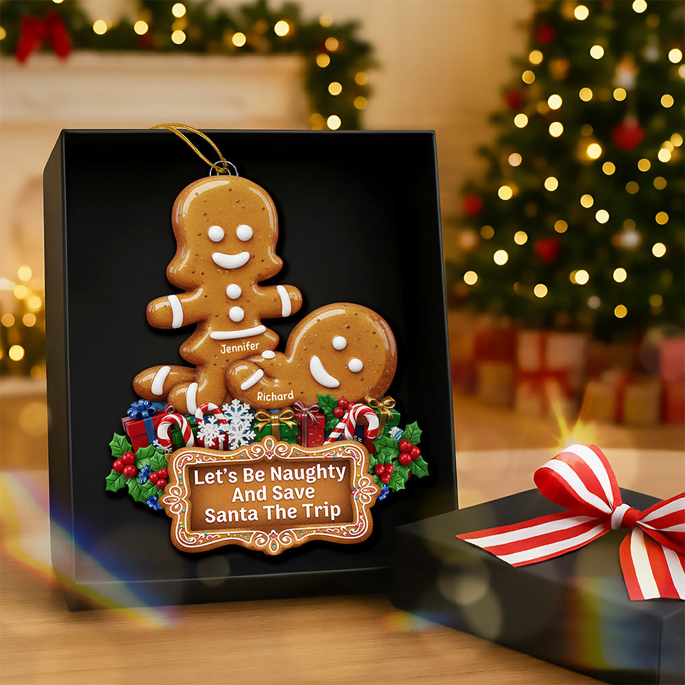 Naughty Gingerbread Couple Christmas Ornament - Personalized Gifts For Couple 02huqn100925