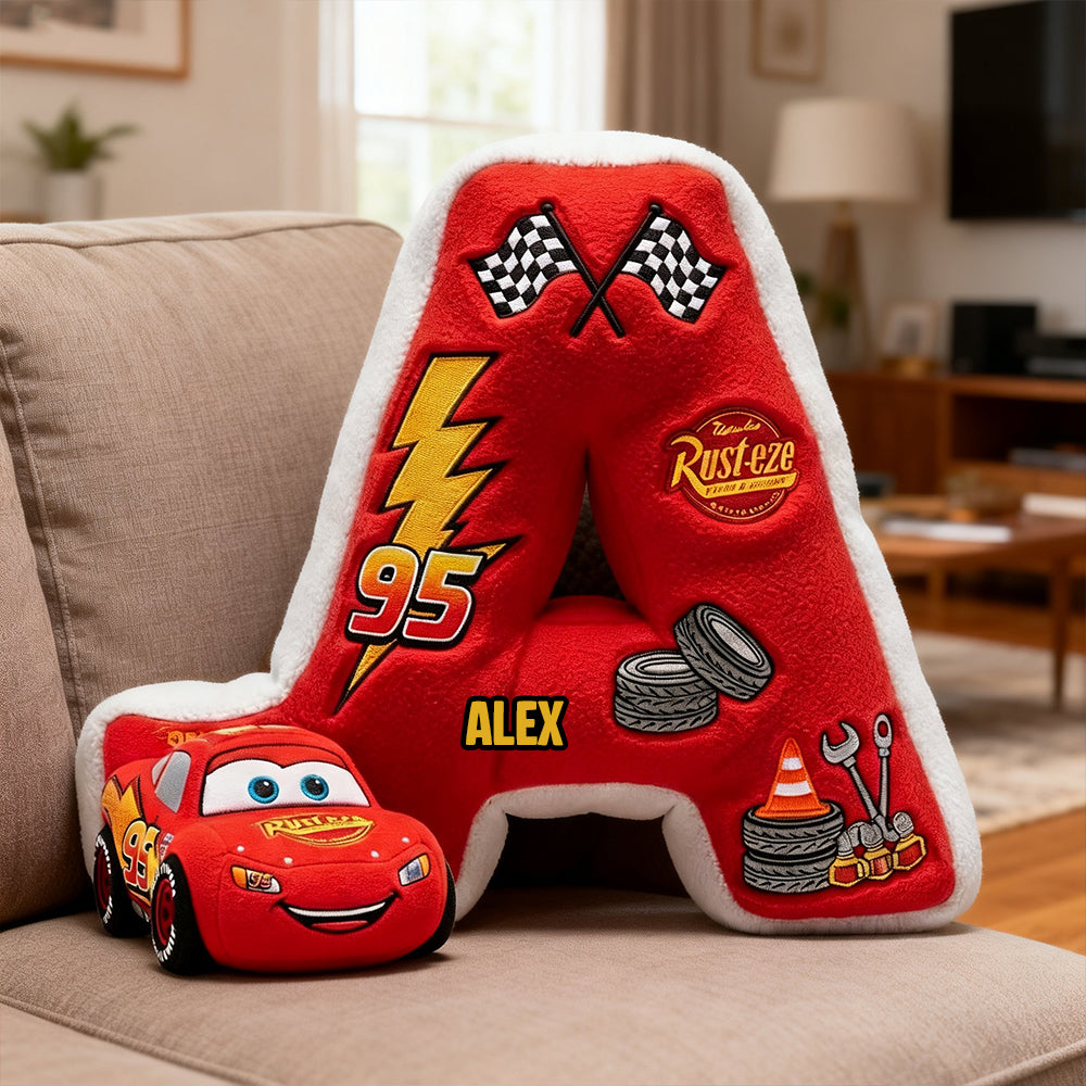 Racing Alphabet Initial Letters Custom Shape Pillow - Personalized Gifts For Kids 01natn081225