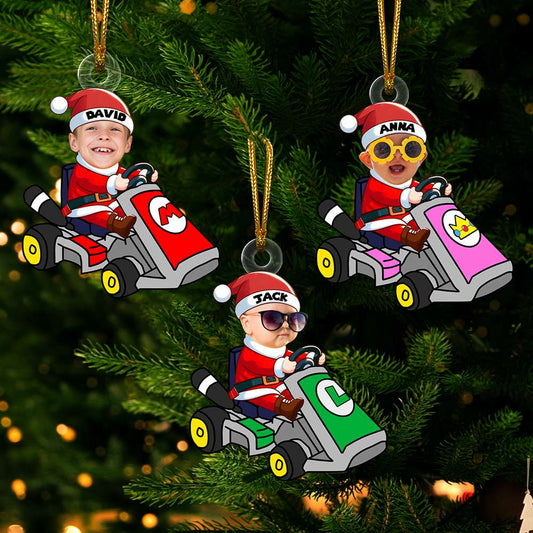 Personalized Custom Photo Gifts For Kid Driving Kart Acrylic Ornament 02OHTN151124 - Ornament - GoDuckee