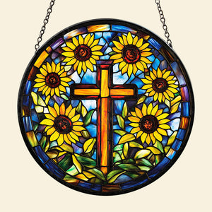 Christ Sunflower Stained Glass - Personalized Gifts For Christian  011HUDT050325