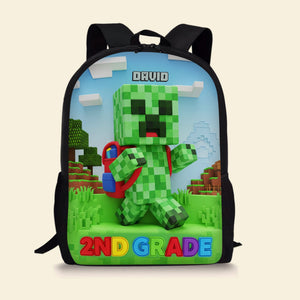 Green Pixel Hero School Bag - Personalized Gifts For Kids 03natn040825-Homacus