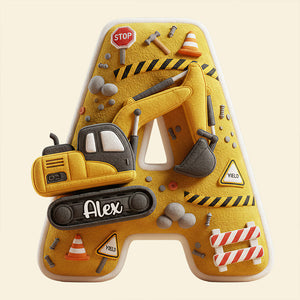Excavator Alphabet Pillow - Personalized Gifts For Construction Lovers 02PGDT051225