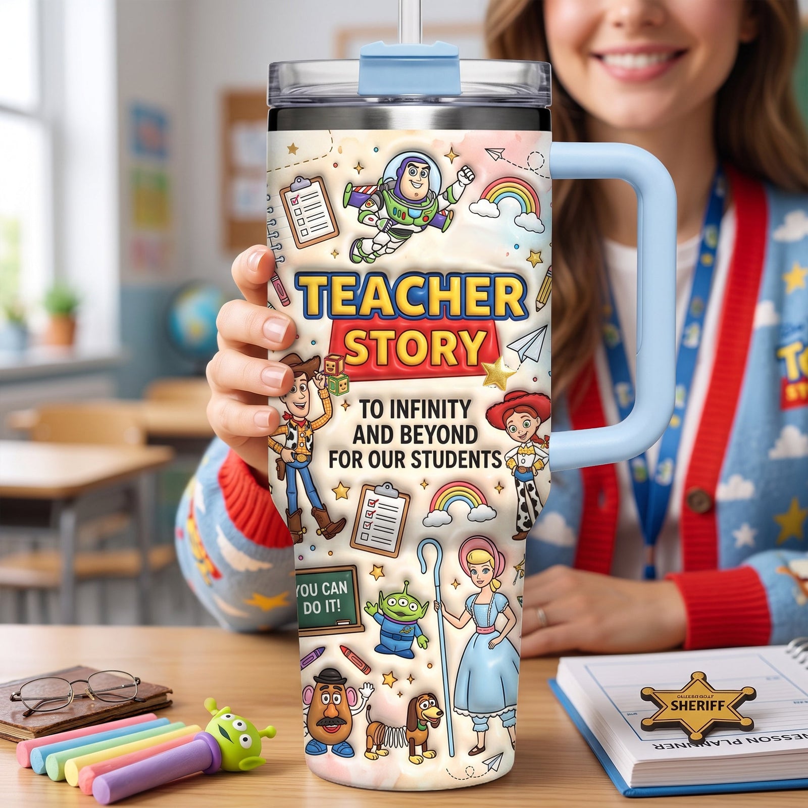 Devoted Teacher 40oz Tumbler With Handle - Personalized Gifts For Teachers 02QHLU220726