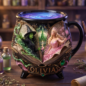 Enchanted Pink And Green Ceramic Cauldron Mug - Personalized Gifts For Halloween 03haqn190826