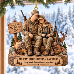 Hunting Partner Wood Effect Ornament - Personalized Gifts For Hunting Couple 02qhqn191026