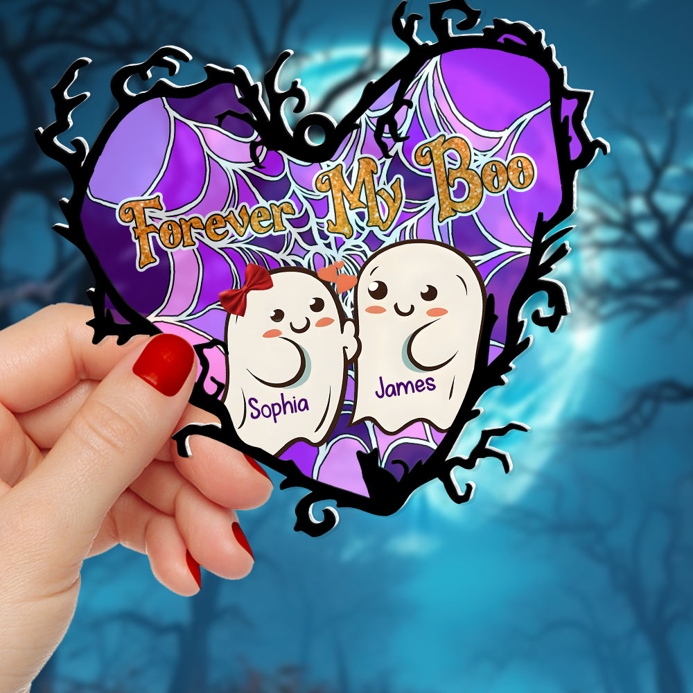 Personalized Gifts for Couple, Forever My Boo Halloween Couple Acrylic Suncatcher 02TODC080824 - Ornament - GoDuckee