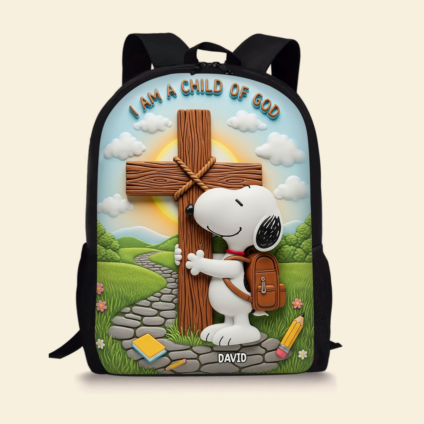 Hugging Cross - School Bag Personalized Gifts For Kids 01NATN070825