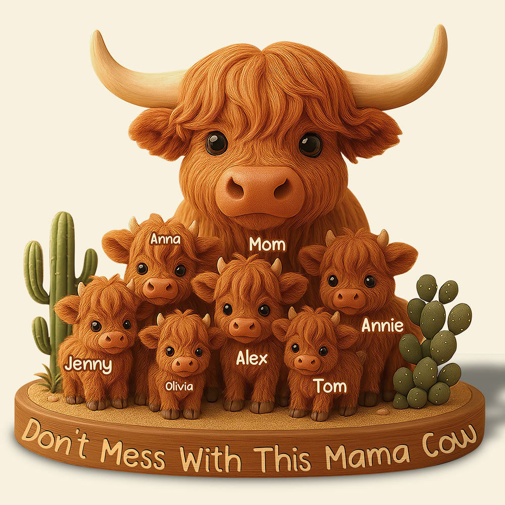 Personalized Gifts For Mom Plaque Highland Cow Mama 03XQDT150425-Homacus
