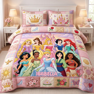 Lovely Fairy Tale Princesses Quilt Bedding Set - Personalized Christmas Gifts 05nadt171026