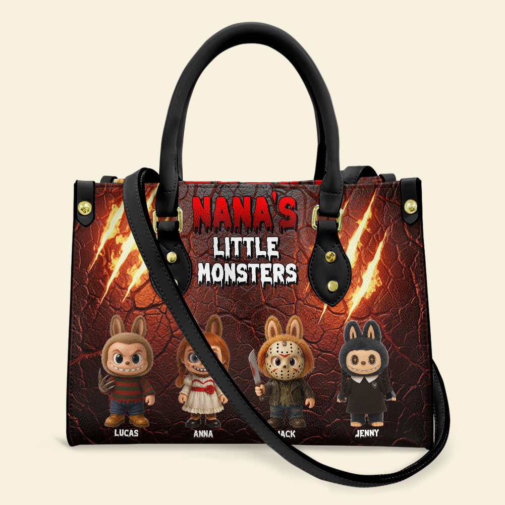 Horror Monsters Personalized Halloween Gifts For Mom/Grandma Leather Bag 04natn180825