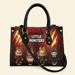 Horror Monsters Personalized Halloween Gifts For Mom/Grandma Leather Bag 04natn180825