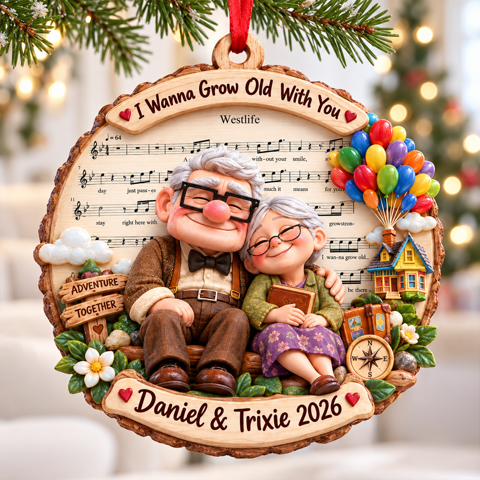 Love Is The Greatest Adventure Acrylic Ornament - Personalized Christmas Gifts For Couples 10huqn221026