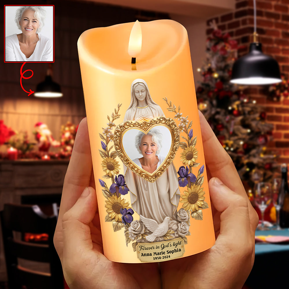 Memorial Remembrance LED Candle - Custom Photo Gifts For Heaven 02paqn080925