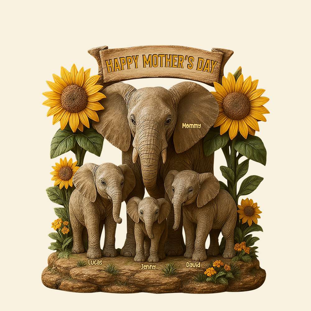 Elephant Mom Plaque - Personalized Gifts For Mother-Homacus