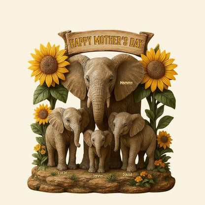 Elephant Mom Plaque - Personalized Gifts For Mother-Homacus