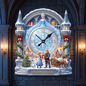 Snowy Christmas Hanging Wall Clock – Personalized Gifts For Family 04HAQN010826