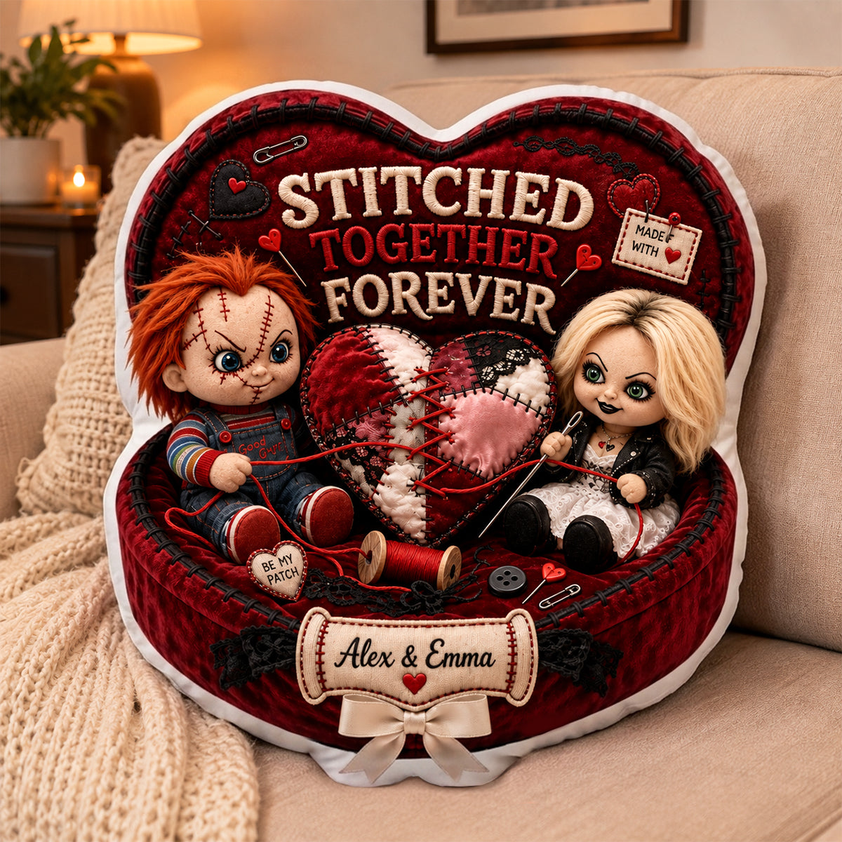 Stitched Together Forever Pillow  - Personalized Gifts For Couple 06HADH040826