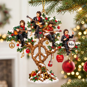 The Beatle Peace Tree Ornament, Personalized Gifts For Music Lovers & Hippie 05qhqn080926
