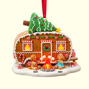 Personalized Gifts For Camping Gingerbread Couple Christmas Wooden Ornament 03pgtn190825