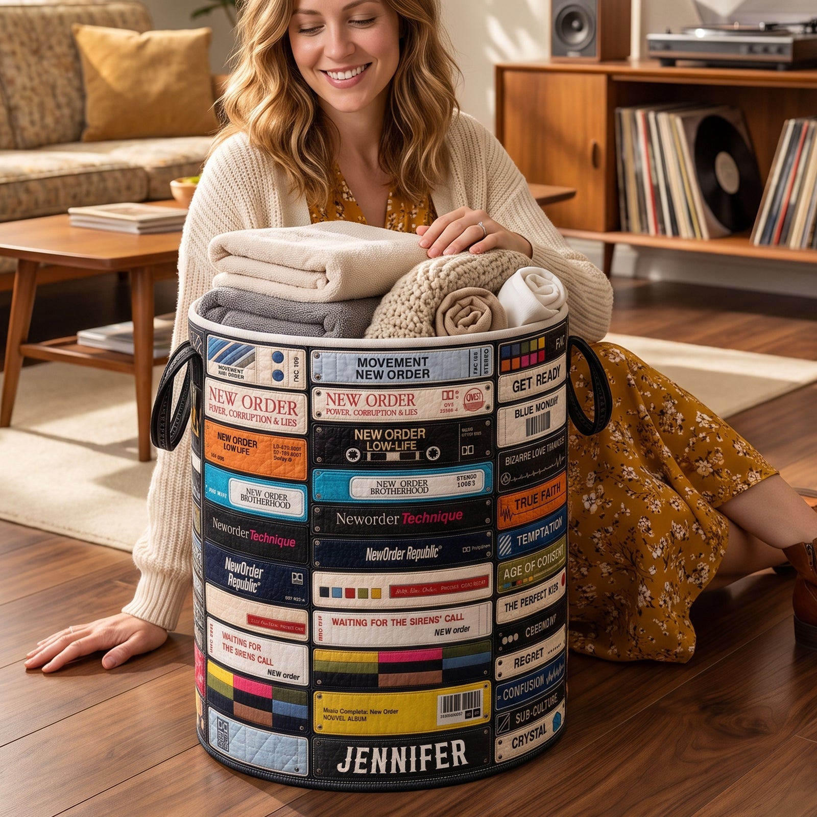 Vintage New Wave Style Laundry Basket- Personalized Gifts 04HUQN100726