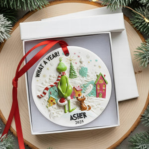 A Year To Look Back Round Ceramic Ornament - Personalized Christmas Gifts For Family & Friends 01qhqn121125