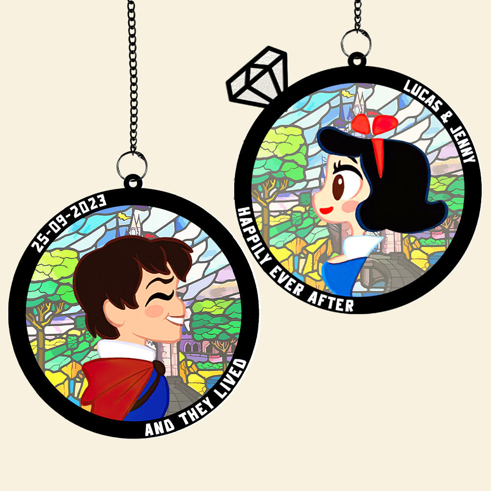 Personalized Christmas Gifts For Matching Couple Suncatcher Ornament 04natn270824 - Ornament - GoDuckee