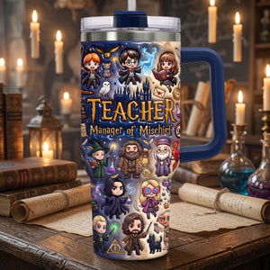 Fancy Teacher 40oz Tumbler With Handle, Personalized Gifts For Teacher 03qhdt230726