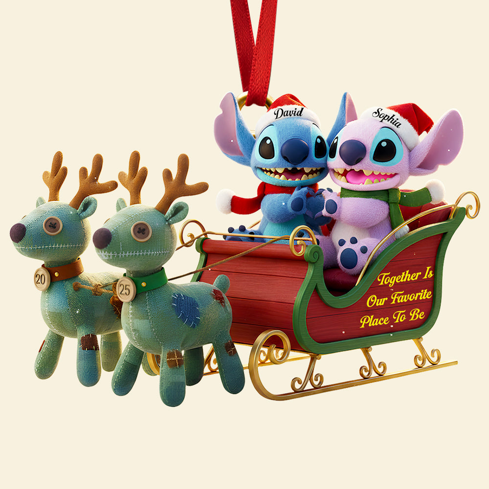 Couple Christmas Sleigh Christmas Ornament Personalized Gifts For Couple 03TGDT240925