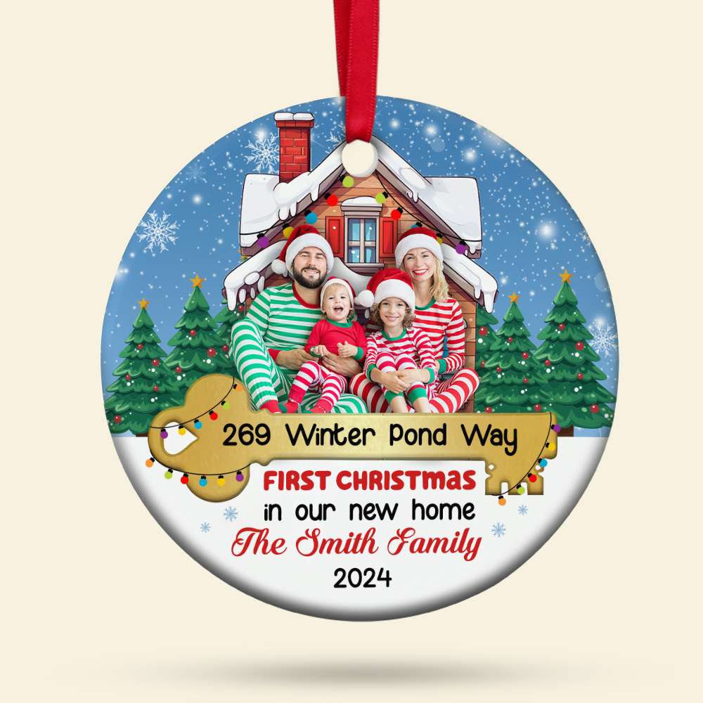 Custom Photo Gift for Family, First Christmas In New Home Ornament 02TODT111024 - Ornament - GoDuckee