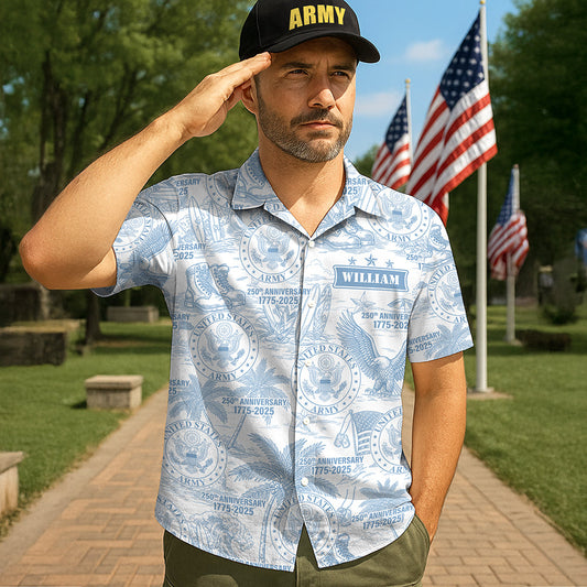 Military Hawaiian Shirt – Personalized 250th Anniversary Gift for Soldiers 04huqn110725
